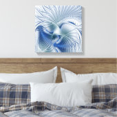 Dynamische Fantasie Abstracte Blau Tinten Fractal Canvas Afdruk (Insitu (Slaapkamer))