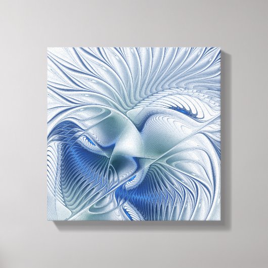 Dynamische Fantasie Abstracte Blau Tinten Fractal Canvas Afdruk (Voorkant)