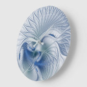 Dynamische Fantasie Abstracte Blau Tinten Fractal Grote Klok (Hoek)