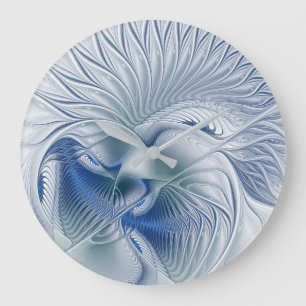 Dynamische Fantasie Abstracte Blau Tinten Fractal Grote Klok