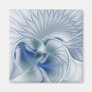 Dynamische Fantasie Abstracte Blau Tinten Fractal  Magneet