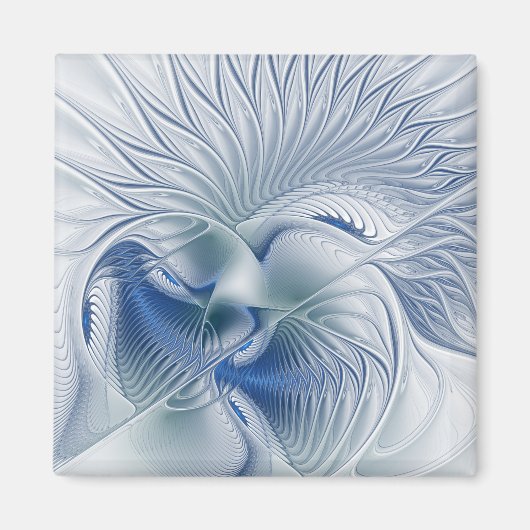 Dynamische Fantasie Abstracte Blau Tinten Fractal Magneet (Voorkant)
