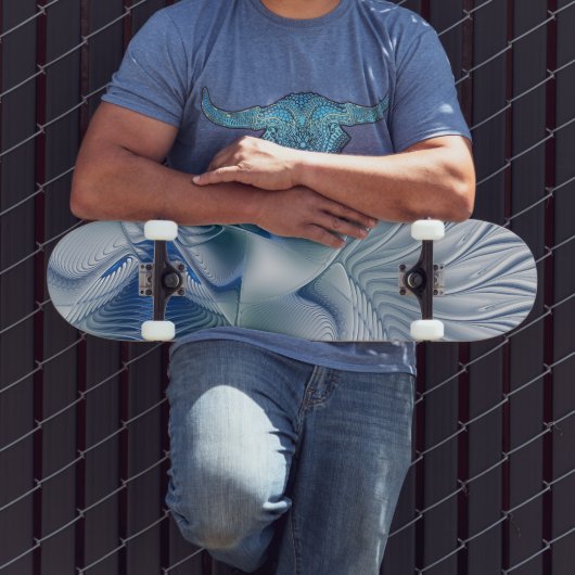 Dynamische Fantasie Abstracte Blau Tinten Fractal Persoonlijk Skateboard (Buiten 3)