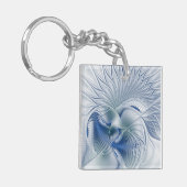 Dynamische Fantasie Abstracte Blau Tinten Fractal Sleutelhanger (Voorkant Links)