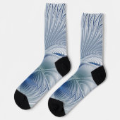 Dynamische Fantasie Abstracte Blau Tinten Fractal Sokken (Links)