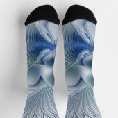 Dynamische Fantasie Abstracte Blau Tinten Fractal Sokken (Top)