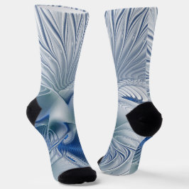 Dynamische Fantasie Abstracte Blau Tinten Fractal  Sokken