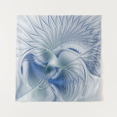 Dynamische Fantasie Abstracte Blau Tinten Fractal Wandkleed (Voorkant)