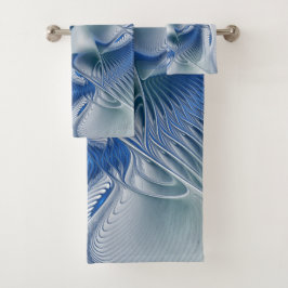 Dynamische fantasie abstracte blauwe tonen fractal bad handdoek