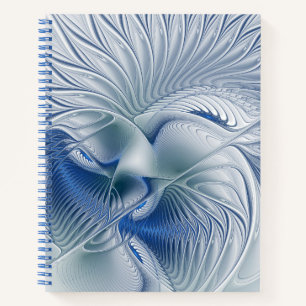 Dynamische fantasie abstracte blauwe tonen fractal notitieboek