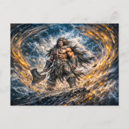 Dynamische Fantasy Berserker Krijger met Krachtige Briefkaart