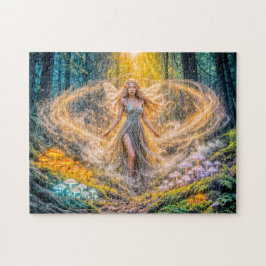 Dynamische Fantasy Elf in Betoverd Bos Paddenstoel Legpuzzel