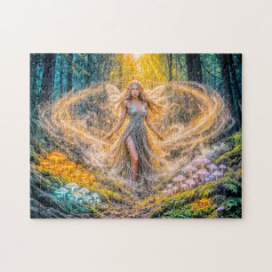 Dynamische Fantasy Elf in Betoverd Bos Paddenstoel Legpuzzel