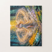 Dynamische Fantasy Elf in Betoverd Bos Paddenstoel Legpuzzel (Verticaal)