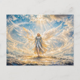 Dynamische Fantasy Engel in Stralend Atmosferisch  Briefkaart