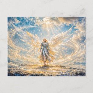 Dynamische Fantasy Engel in Stralend Atmosferisch  Briefkaart