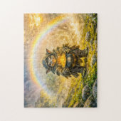 Dynamische Fantasy Goblin met Regenboog Gouden Pot Legpuzzel (Verticaal)