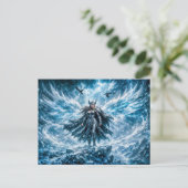 Dynamische Fantasy Valkyrie in stralende slagveld Briefkaart (Staand voorkant)