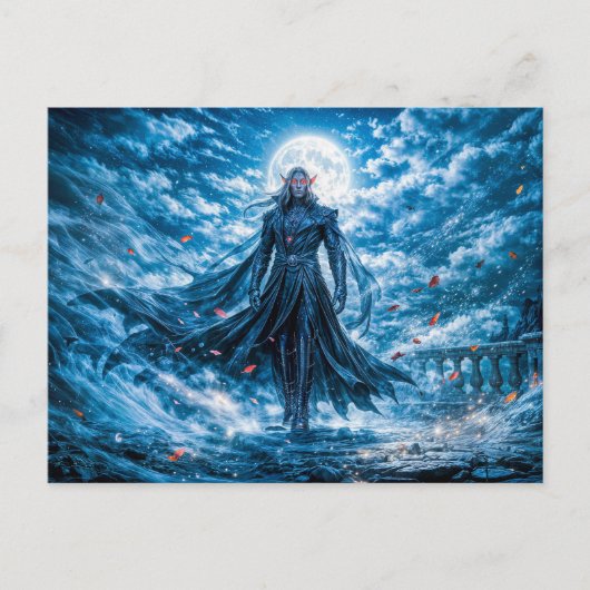 Dynamische Fantasy Vampier in Dramatische Nachteli Briefkaart (Voorkant)
