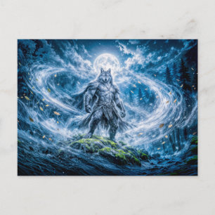 Dynamische Fantasy Weerwolf Onder Dramatisch Manes Briefkaart
