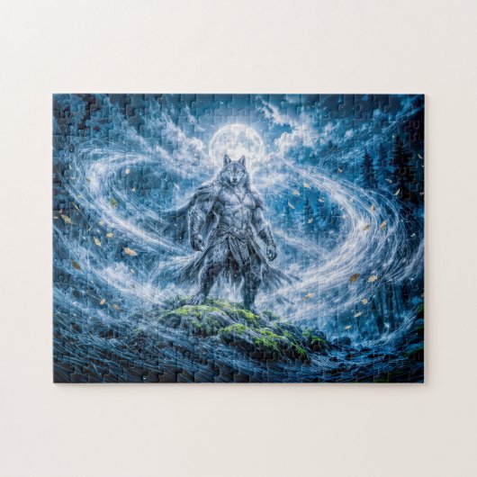 Dynamische Fantasy Weerwolf Onder Dramatisch Manes Legpuzzel (Horizontaal)
