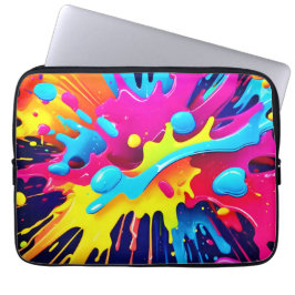 Dynamische fluorescerende verfstrepen laptop sleeve