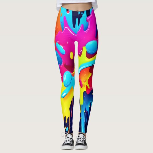 Dynamische fluorescerende verfstrepen leggings (Voorkant)