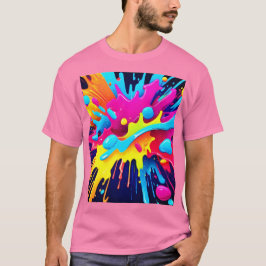 Dynamische fluorescerende verfstrepen t-shirt
