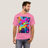 Dynamische fluorescerende verfstrepen t-shirt (Voorkant volledig)