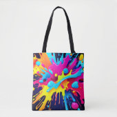 Dynamische fluorescerende verfstrepen tote bag (Voorkant)