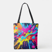 Dynamische fluorescerende verfstrepen tote bag (Achterkant)