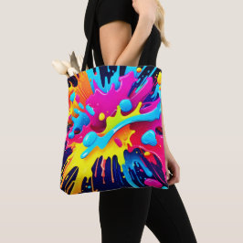 Dynamische fluorescerende verfstrepen tote bag
