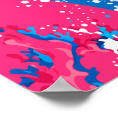 Dynamische fusie van roze, blauwe en witte golven poster (Hoek)
