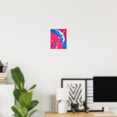 Dynamische fusie van roze, blauwe en witte golven poster (Thuiskantoor)