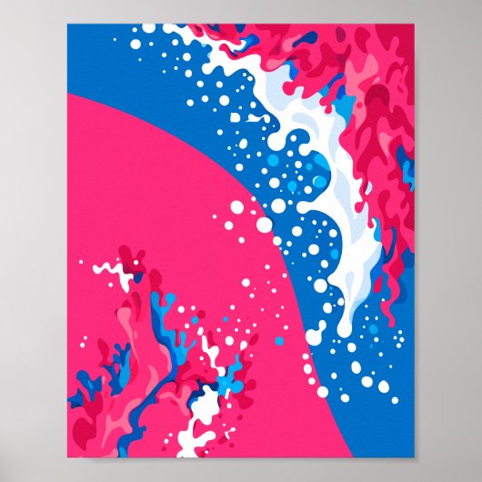 Dynamische fusie van roze, blauwe en witte golven poster (Voorkant)