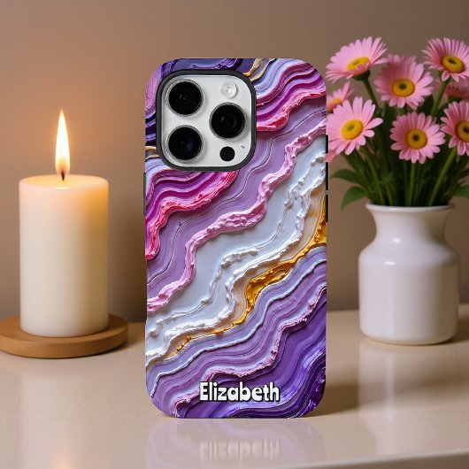 Dynamische Geode Kunst in Paarse Tinten iPhone Hoesje