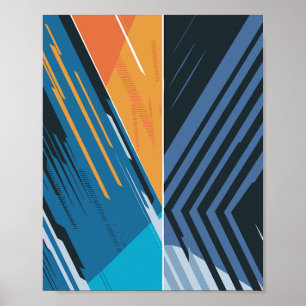 Dynamische geometrische Abstract in blauw en Sinaa Poster