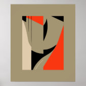 Dynamische geometrische fusie - rood, zwart en bei poster (Voorkant)