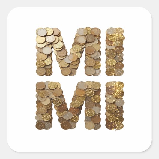 Dynamische Goud MINI Vierkante Sticker (Voorkant)