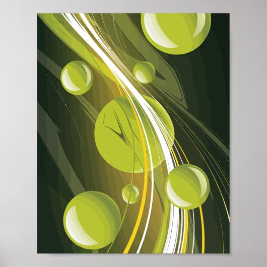 Dynamische Green Sphere en Wave Abstract Design Poster (Voorkant)