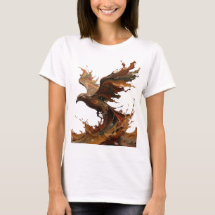 Dynamische grijze COFFEE BIRD 3D-tekstkunst T-shirt