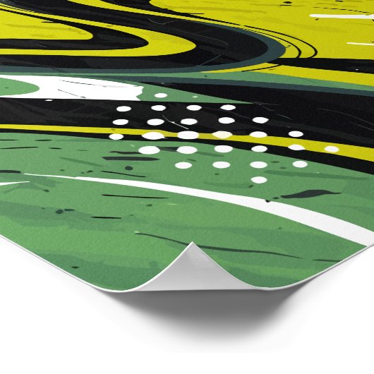 Dynamische groene en kalkgroene Abstracte stroom Poster (Hoek)