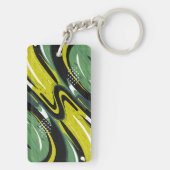 Dynamische groene en limoengroene abstracte stroom sleutelhanger (achterkant)