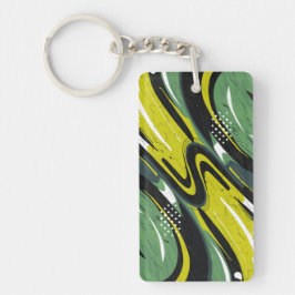 Dynamische groene en limoengroene abstracte stroom sleutelhanger