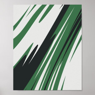 Dynamische groene en zwarte Abstracte strepen Poster