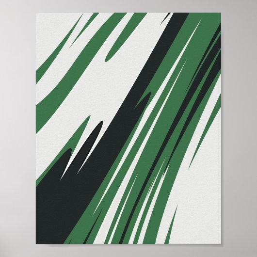 Dynamische groene en zwarte Abstracte strepen Poster (Voorkant)