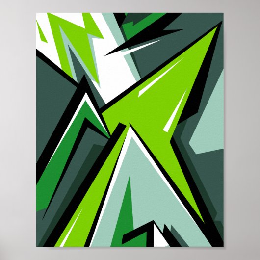 Dynamische groene geometrische Abstracte kunst Poster (Voorkant)