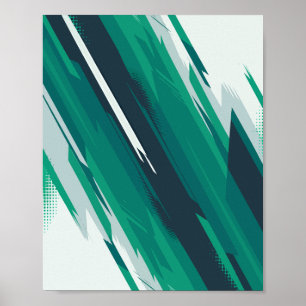 Dynamische groene geometrische Abstracte kunst Poster