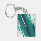 Dynamische groene geometrische abstracte kunst sleutelhanger (Voorkant Links)