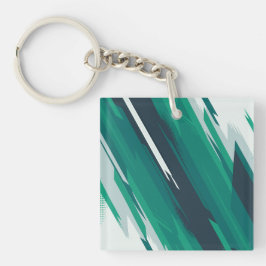 Dynamische groene geometrische abstracte kunst sleutelhanger